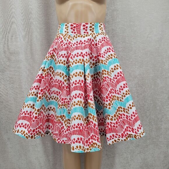 Francis + Benedict Cotton Colorful Patterned Women's Full Skirt Small - Picture 2 of 13